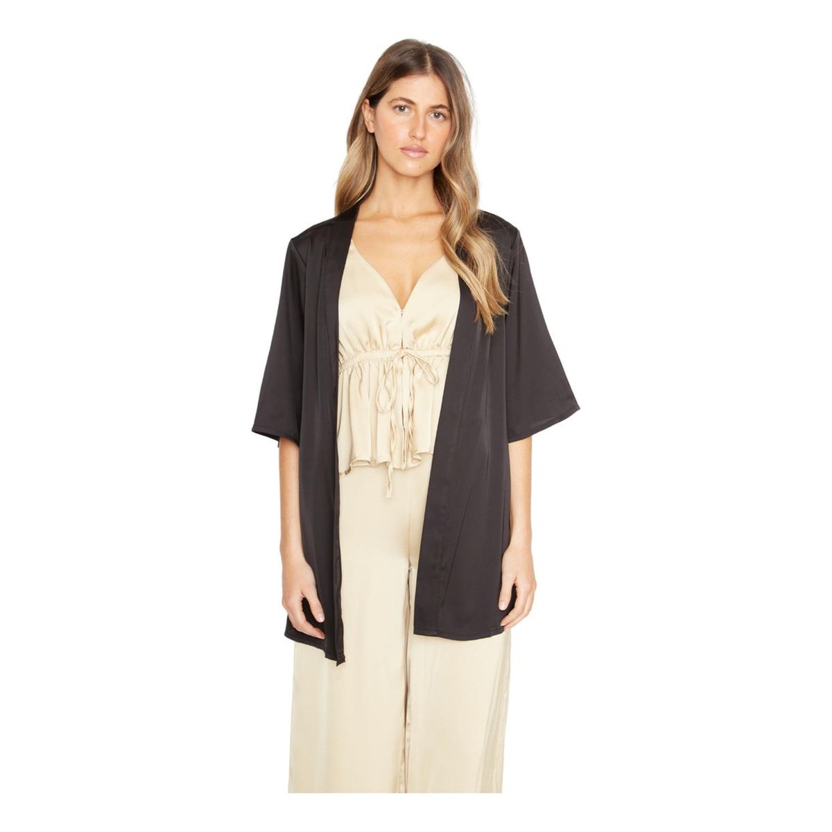 JACINTA TIENDA - Kimono Lis satin negro Jacinta Tienda