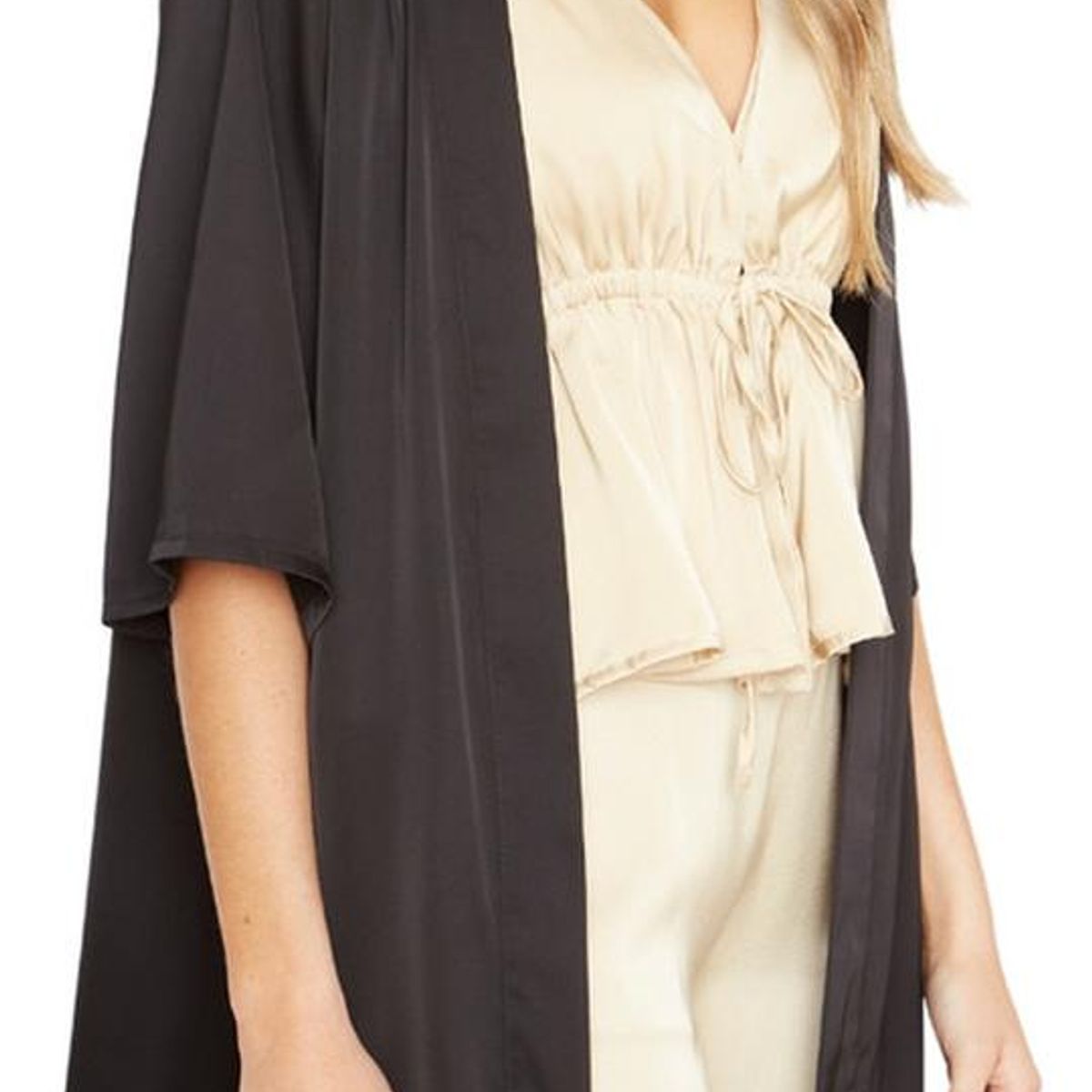JACINTA TIENDA - Kimono Lis satin negro Jacinta Tienda