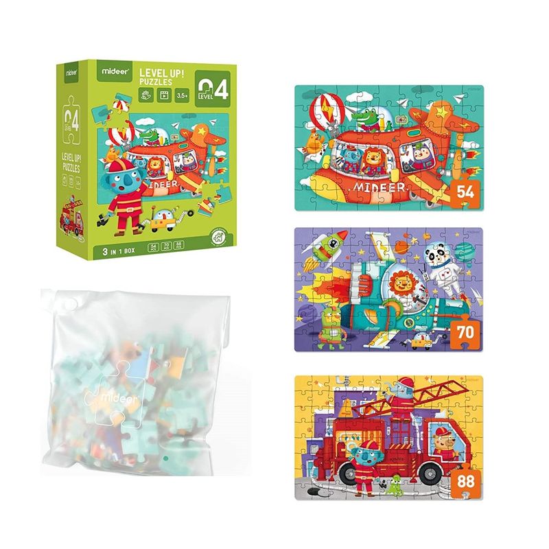 MIDEER - Level Up Puzzles Nivel 4 Vehiculos 3 Puzzles MiDeer