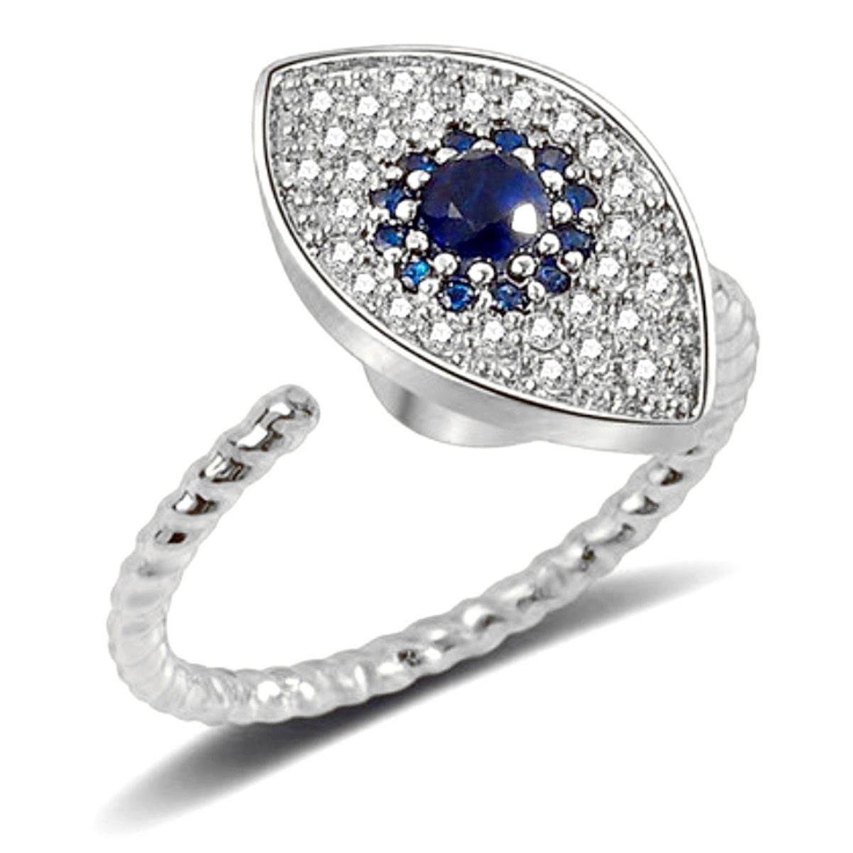 GENERICO - Anillo Antiestrés Ojo Turco Mujer Ajustable Acero Inoxidable