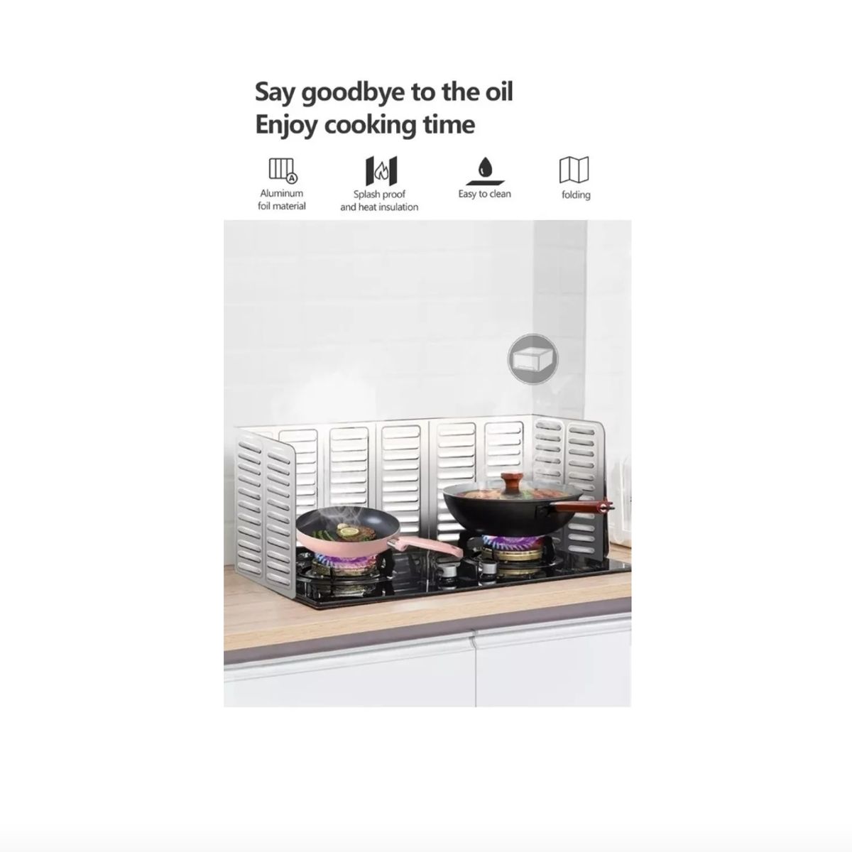 GENERICO - Protector Aluminio Anti Salpicadura Aceite Viento Cocina