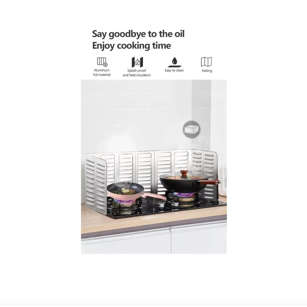 GENERICO - Protector Aluminio Anti Salpicadura Aceite Viento Cocina