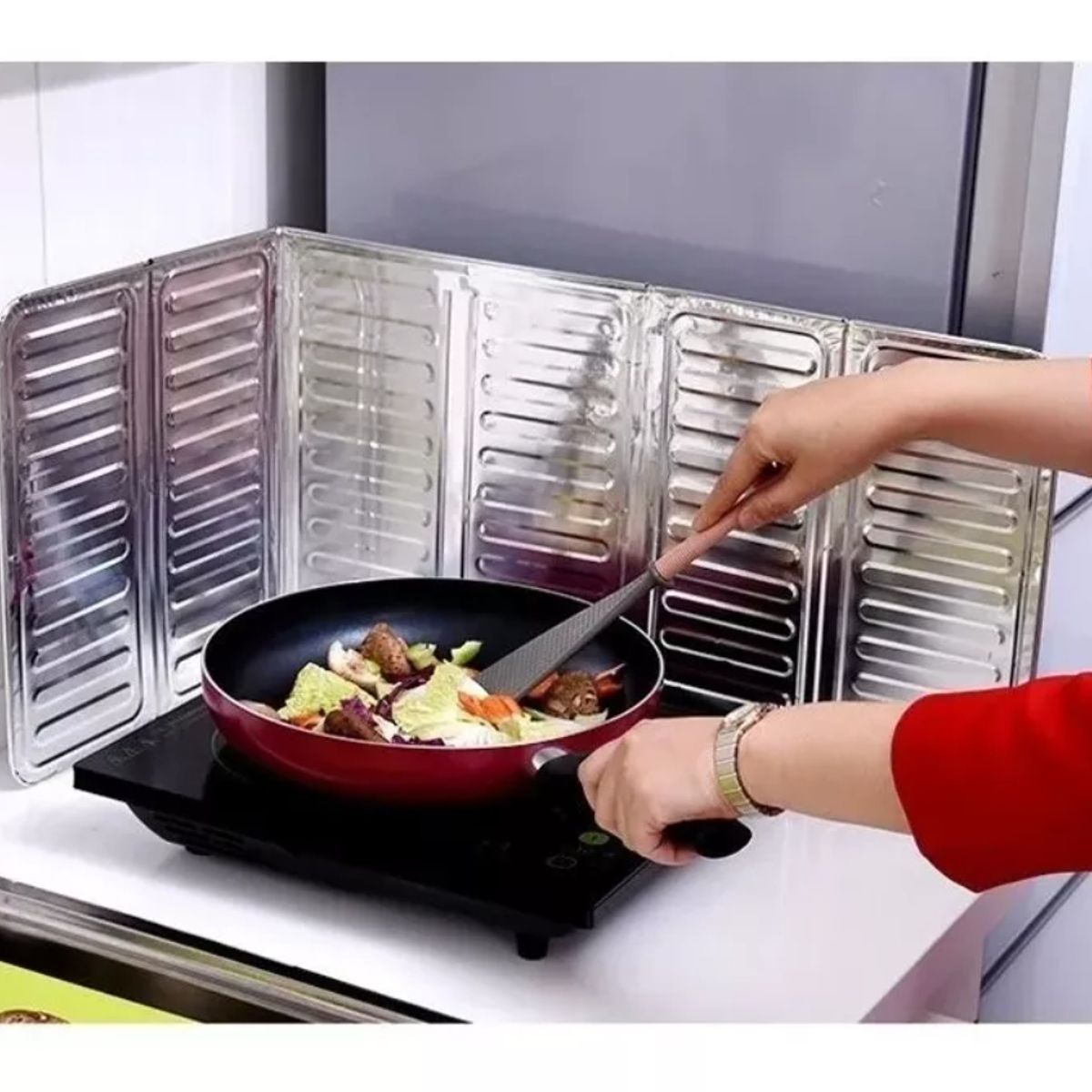 GENERICO - Protector Aluminio Anti Salpicadura Aceite Viento Cocina