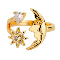 GENERICO - Anillo De Luna Estrellas Mujer Ajustable Acero Inoxidable