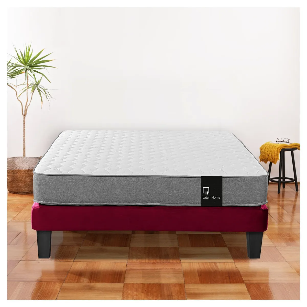 LATAM HOME - Cama Europea Zen Best Full 135x190 Cm Tela Burdeo