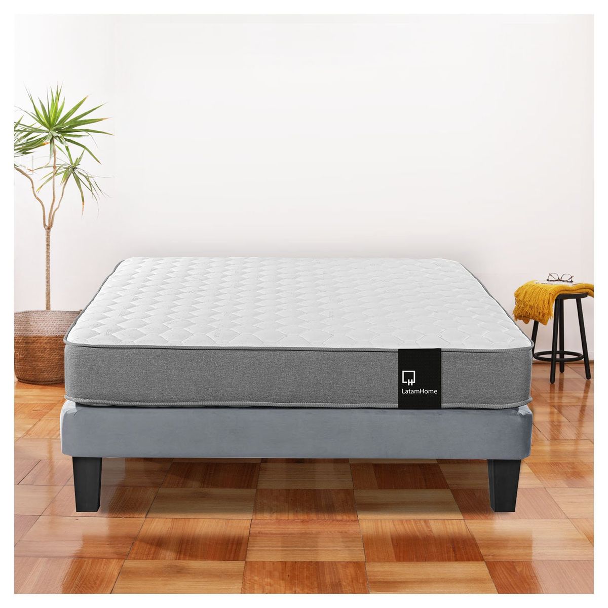 LATAM HOME - Cama Europea Latam Home Zen Best Full Gris 135x190 cm