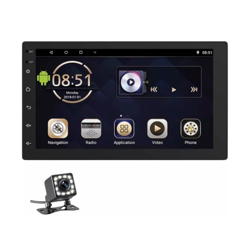 GENERICO - Radio Auto Android 9.0 Pantalla 7 Bluetooth 2 Din Universal