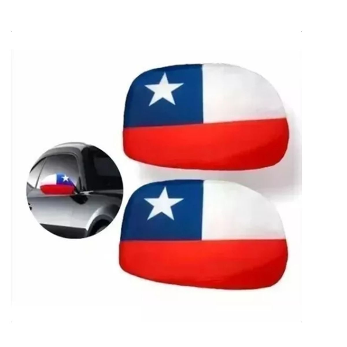 GENERICO - Cubre Retrovisor Funda Forro Bandera Chile Elasticado