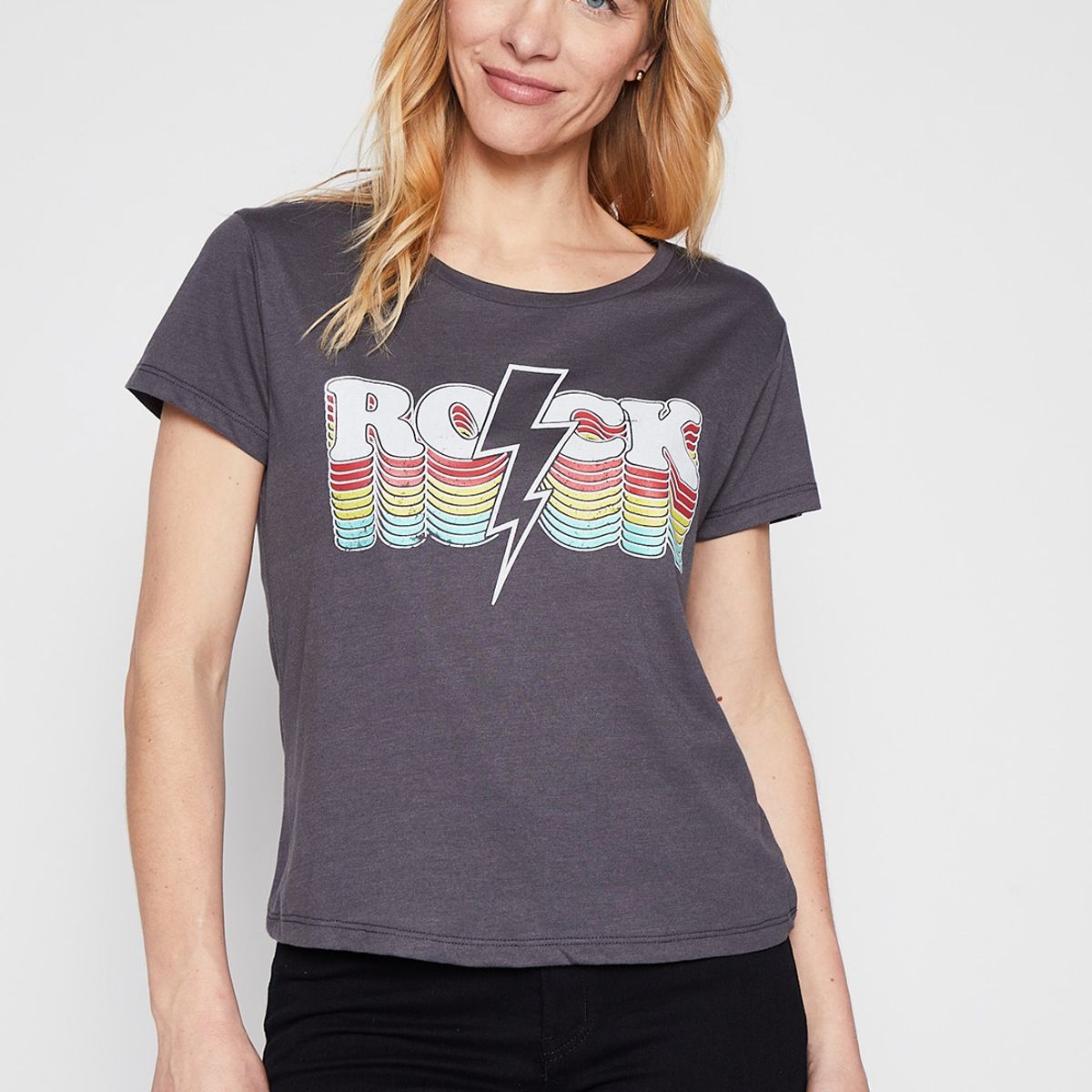 FAMILY SHOP - Polera Mujer Rayo Gris Family Shop