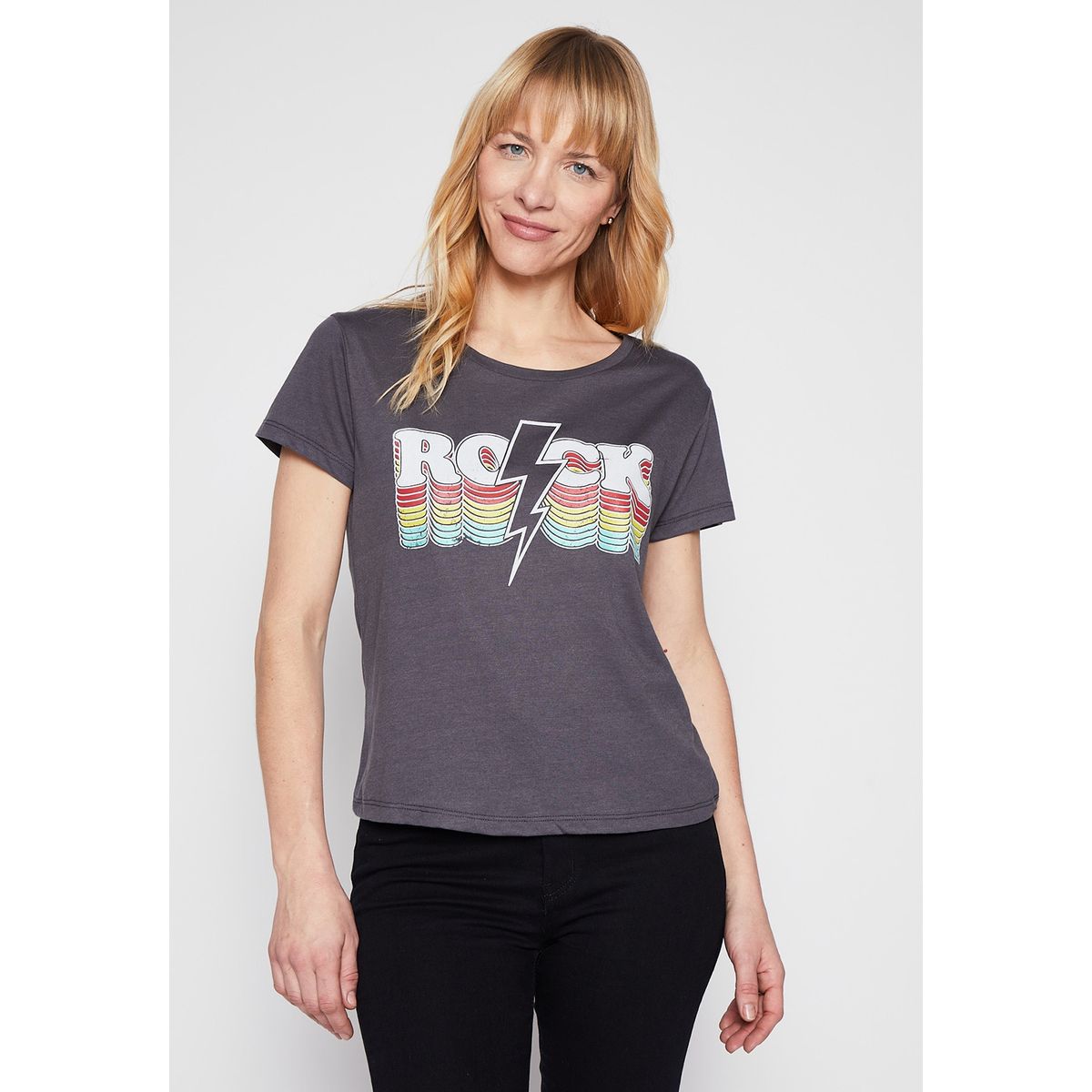 FAMILY SHOP - Polera Mujer Rayo Gris Family Shop