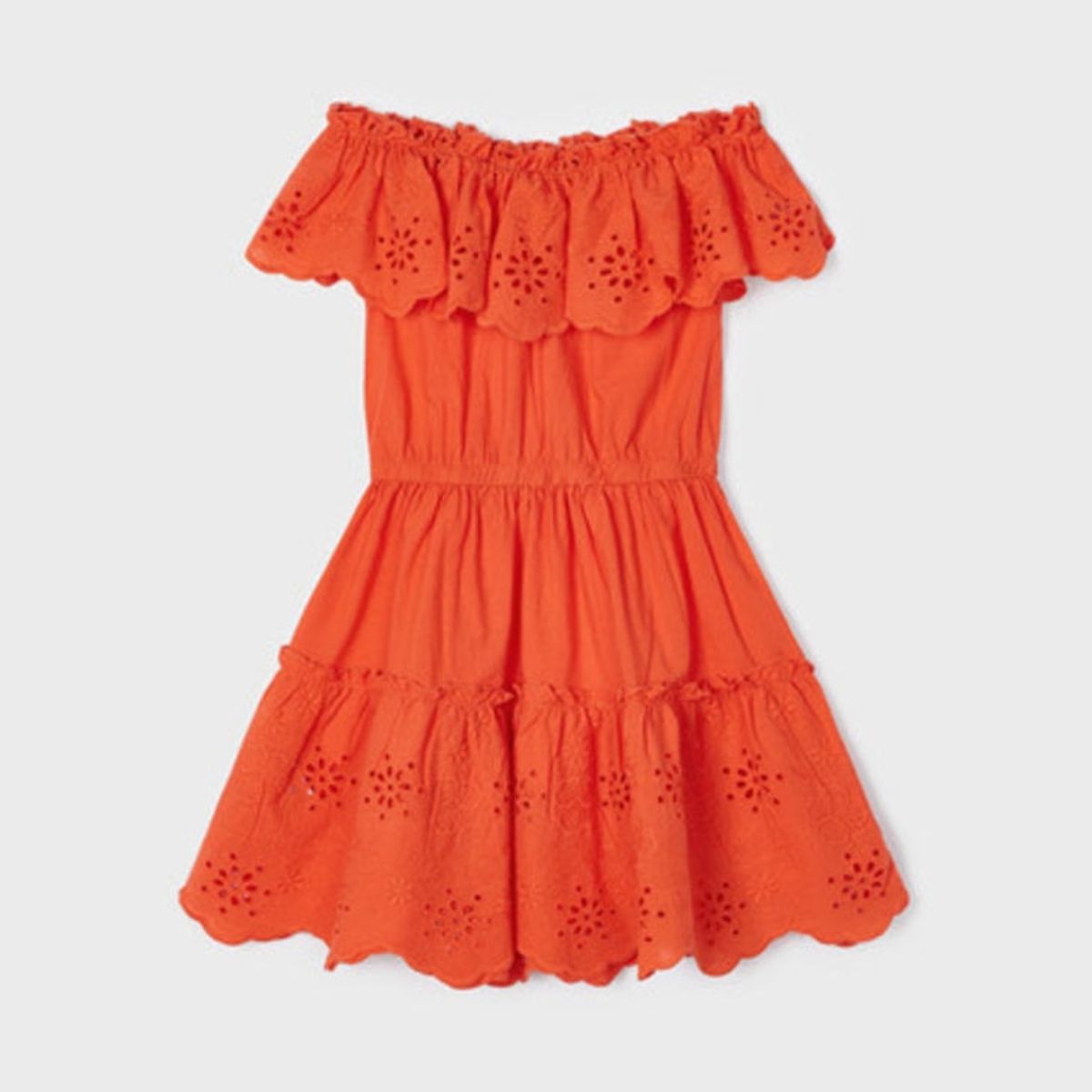 MAYORAL - Vestido con motivo perforado de algodón para niña