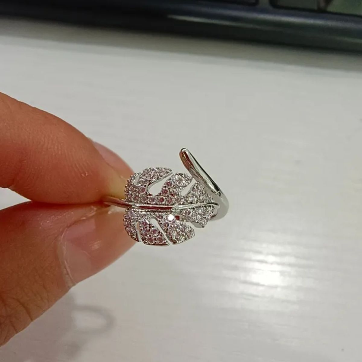 GENERICO - Anillo De Hoja Monstera Mujer Ajustable Acero Inoxidable