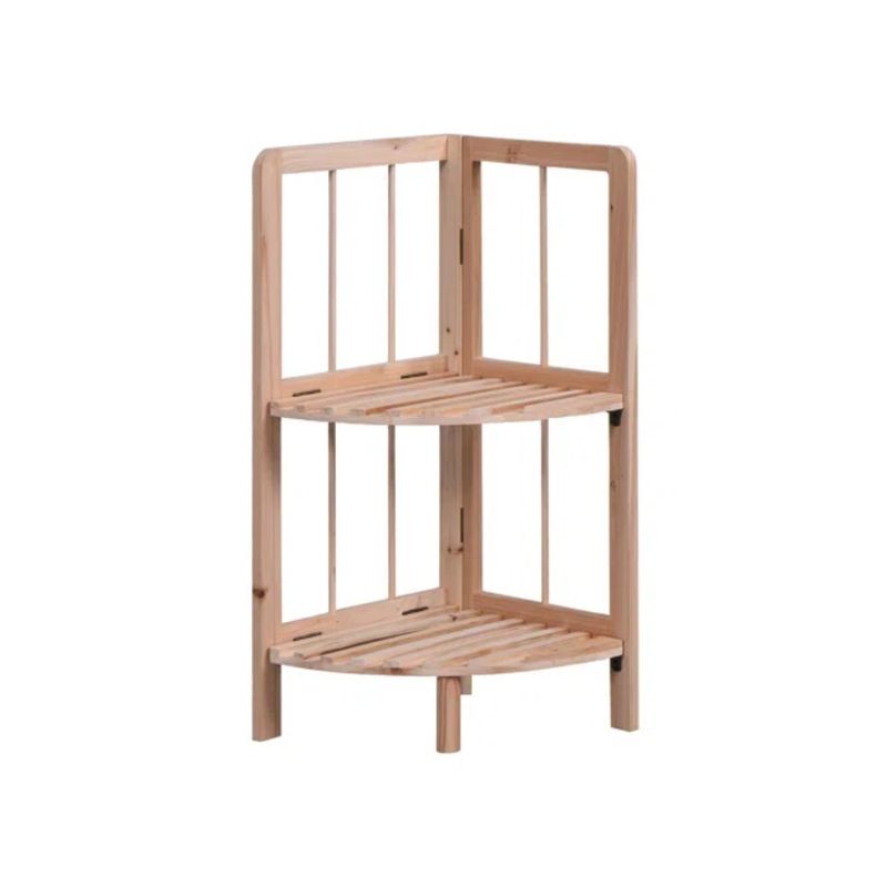 IMPORTCLICK - Estante Organizador Esquinero De Madera 2 Niveles Café Claro
