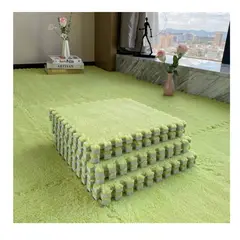 GENERICO - Set 10 Alfombras Goma Eva Peluda Niños Piso Felpa 30x30cm Verde