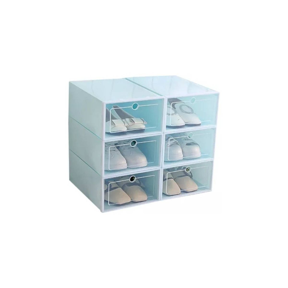 U BUY - Cajones Organizadores De Zapato Apilable Pack 6 Unidades   Turquesa