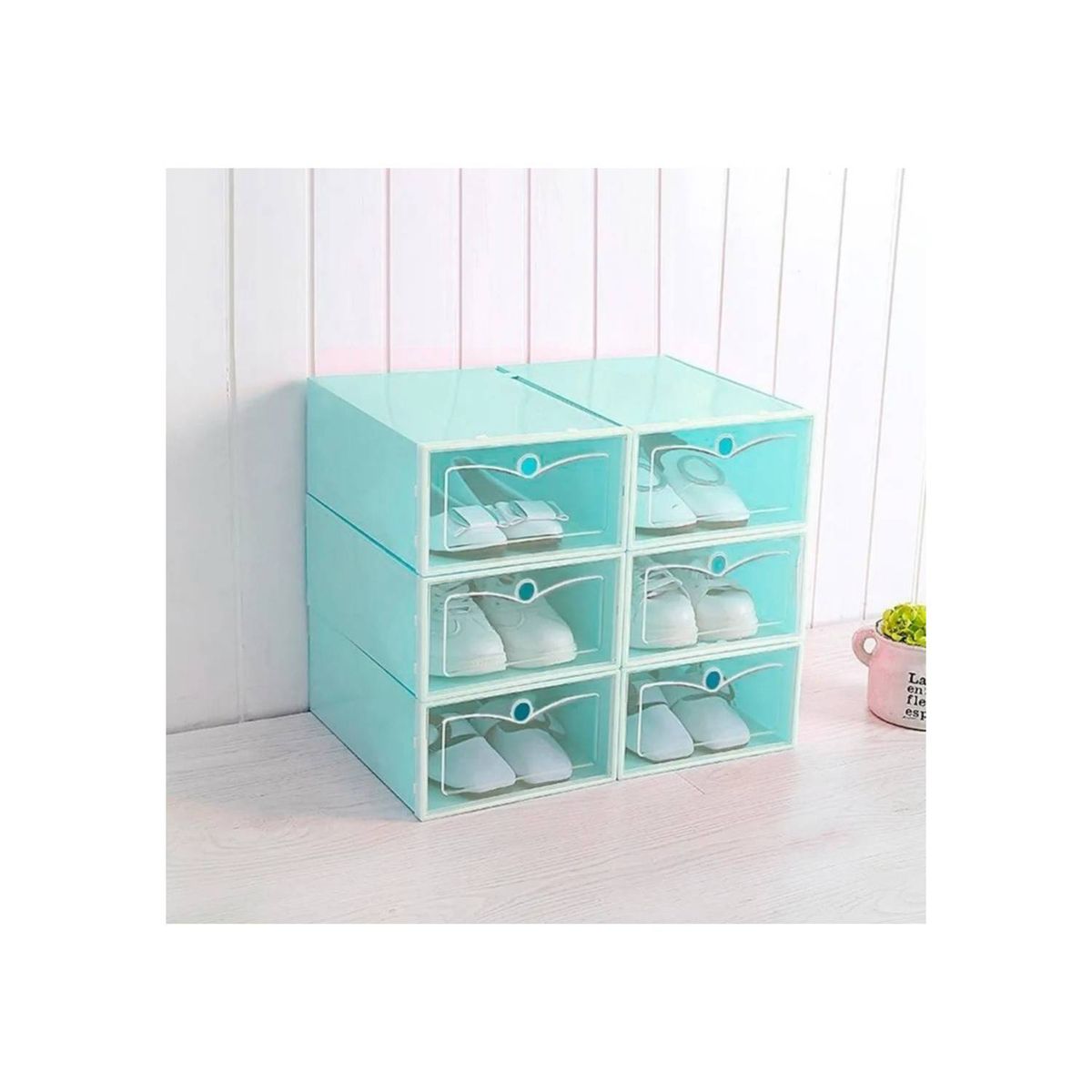 U BUY - Cajones Organizadores De Zapato Apilable Pack 6 Unidades   Turquesa