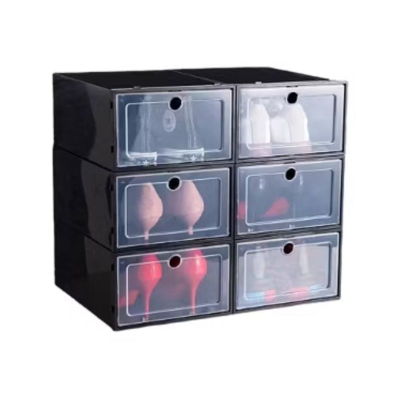 U BUY - Cajones apilables para zapatos paquete de 6 negro