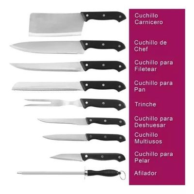 Imagen 2 del producto Set Kit Parrilero Tabla Cuchillos 11 Piezas Asado Parrilla