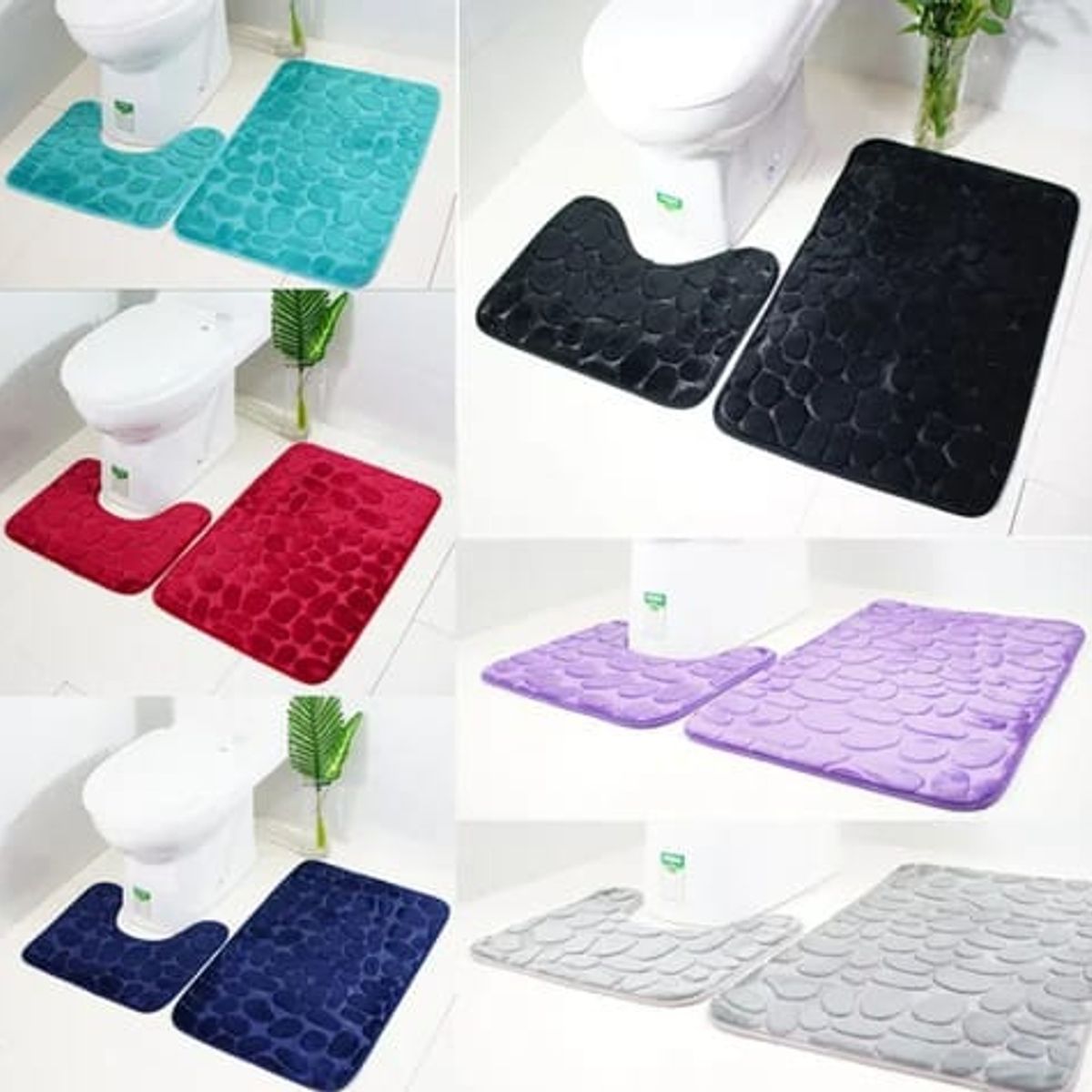 GENERICO - Alfombra De Baño Absorbente Suave Baño Piedras Negro