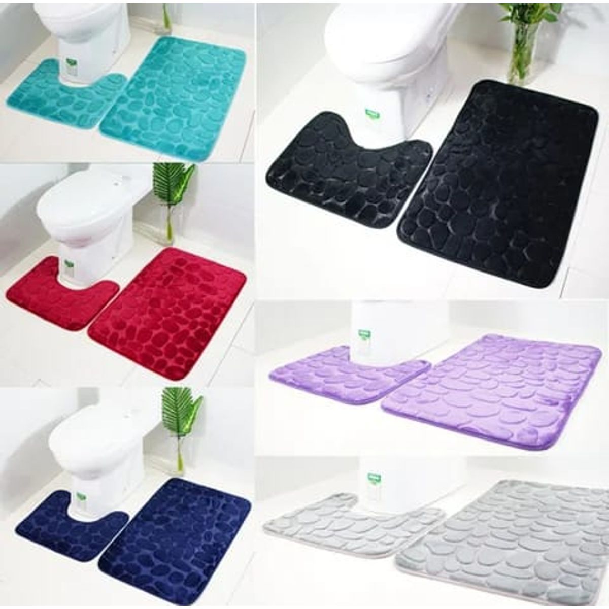 GENERICO - Alfombra De Baño Absorbente Suave Baño Piedras Negro