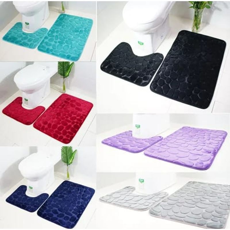 GENERICO - Alfombra De Baño Absorbente Suave Baño Piedras Negro