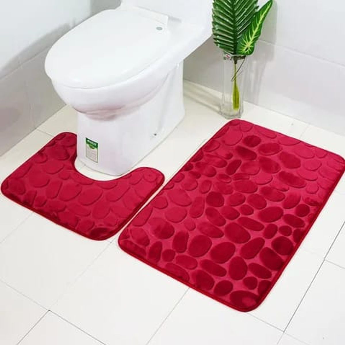 GENERICO - Alfombra De Baño Absorbente Suave Baño Piedras Burdeo