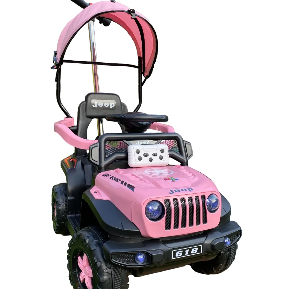 ABMTOYS - Carro Empuje a Batería RC y Bluetooth 2 motores Rosado