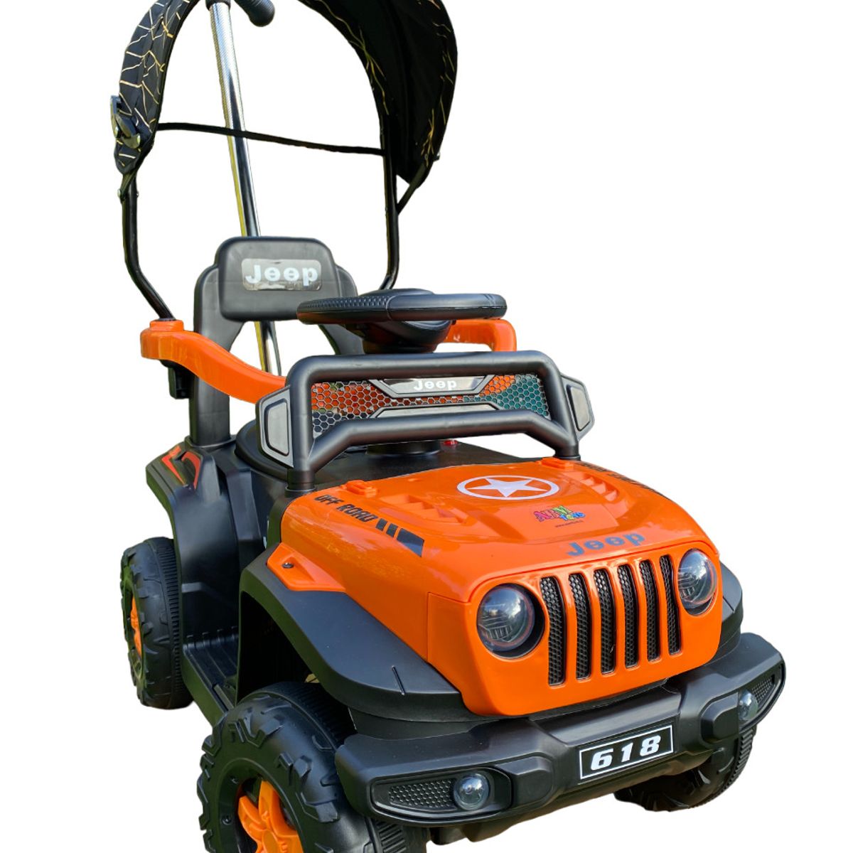 ABMTOYS - Jeep Empuje a Batería RC y Bluetooth 2 motores Naranja