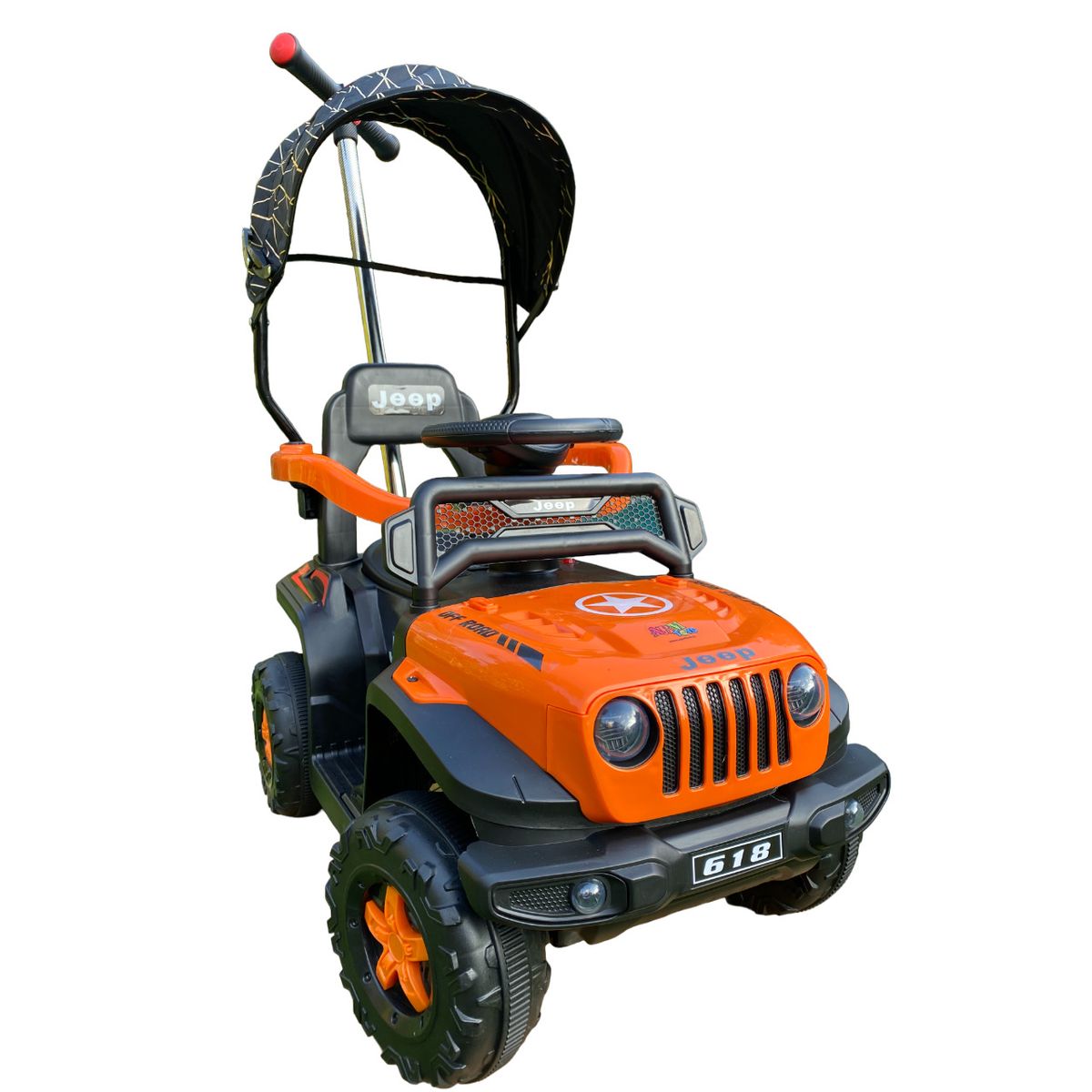 ABMTOYS - Jeep Empuje a Batería RC y Bluetooth 2 motores Naranja