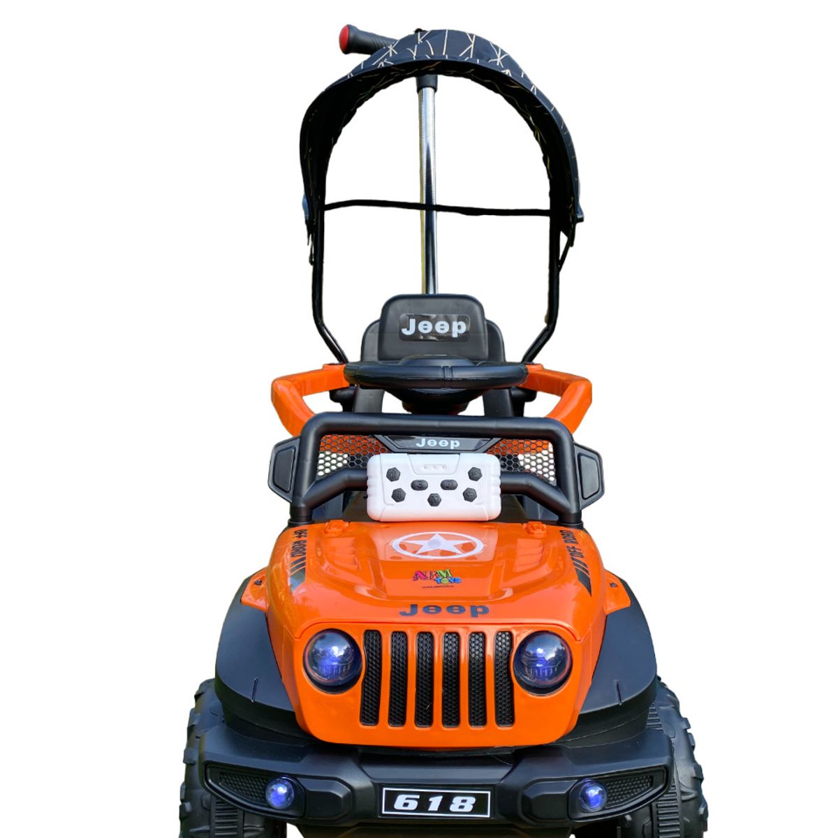 ABMTOYS - Jeep Empuje a Batería RC y Bluetooth 2 motores Naranja
