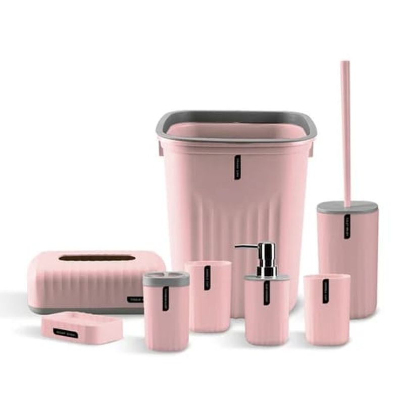 GENERICO - Set Juego De Baño 8 Piezas Accesorios Elegante rosado