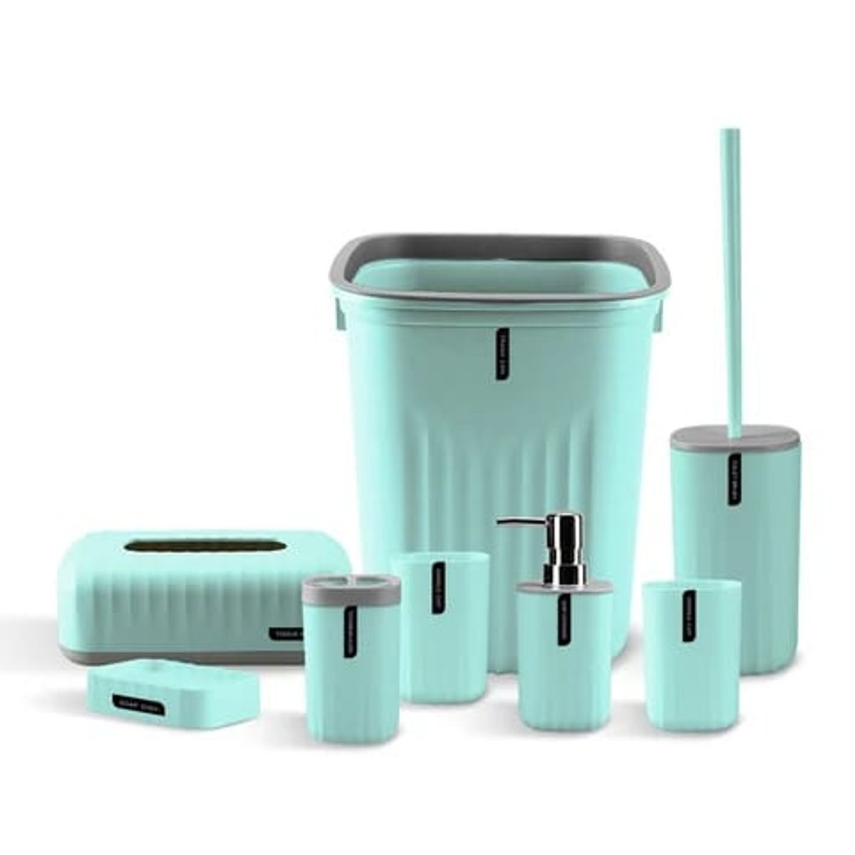 GENERICO - Set Juego De Baño 8 Piezas Accesorios Elegante verde