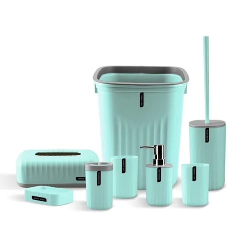 GENERICO - Set Juego De Baño 8 Piezas Accesorios Elegante verde