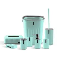 GENERICO - Set Juego De Baño 8 Piezas Accesorios Elegante verde