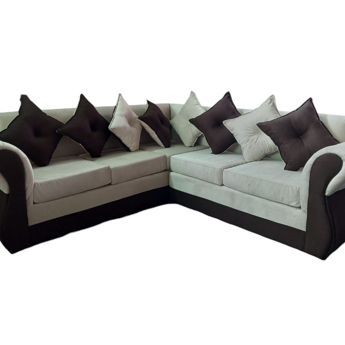 DUNA - Seccional 5 cuerpos Marsella lino felpa beige cafe