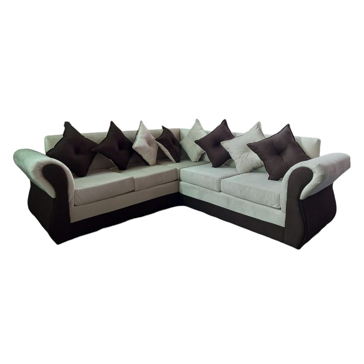 DUNA - Seccional 5 cuerpos Marsella lino felpa beige cafe