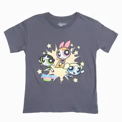 CARTOON NETWORK - Polera Mujer Chicas Superpoderosas Gris