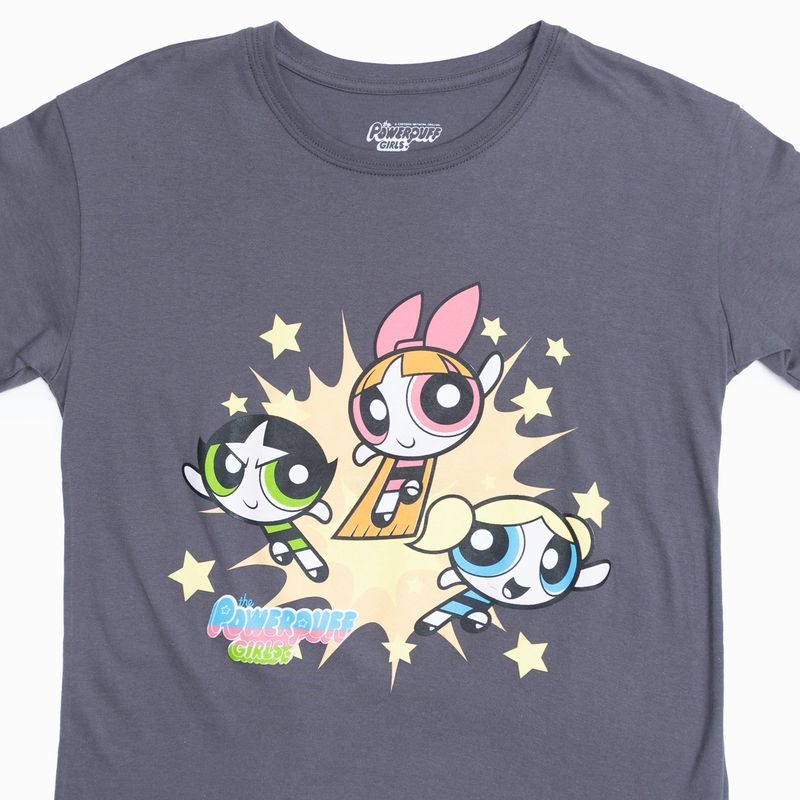 CARTOON NETWORK - Polera Mujer Chicas Superpoderosas  Gris Cartoon Network