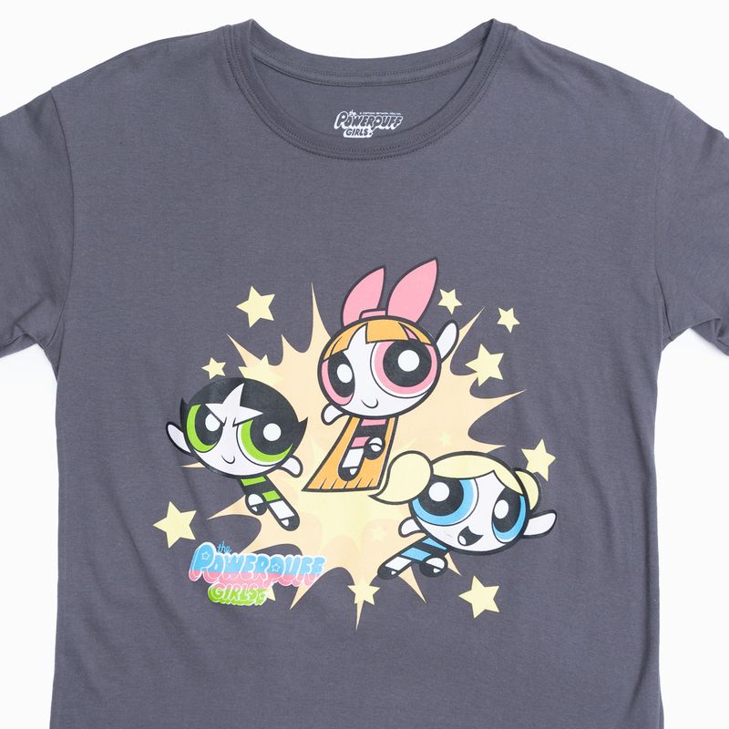 CARTOON NETWORK - Polera Mujer Chicas Superpoderosas  Gris Cartoon Network