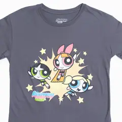 CARTOON NETWORK - Polera Mujer Chicas Superpoderosas Gris