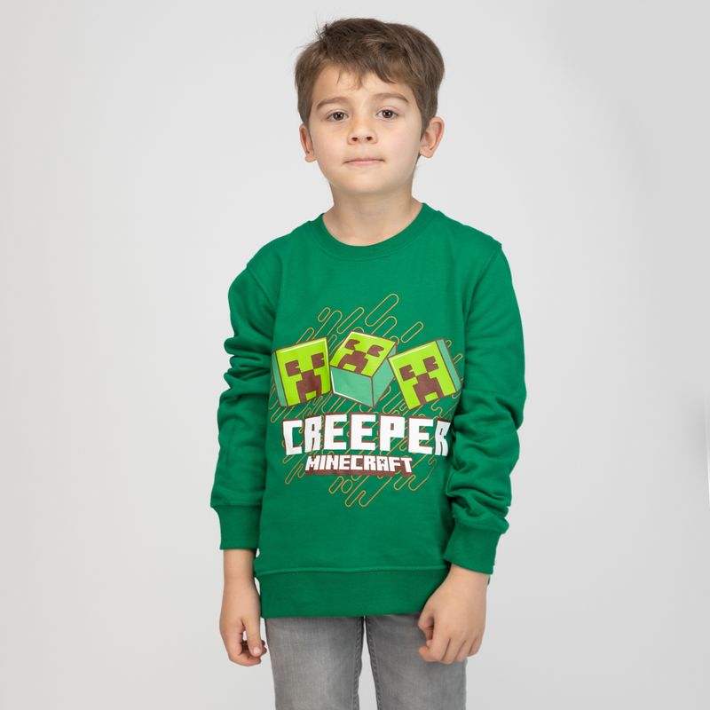 MINECRAFT - Poleron Niño Minecraft Creeper Verde Minecraft
