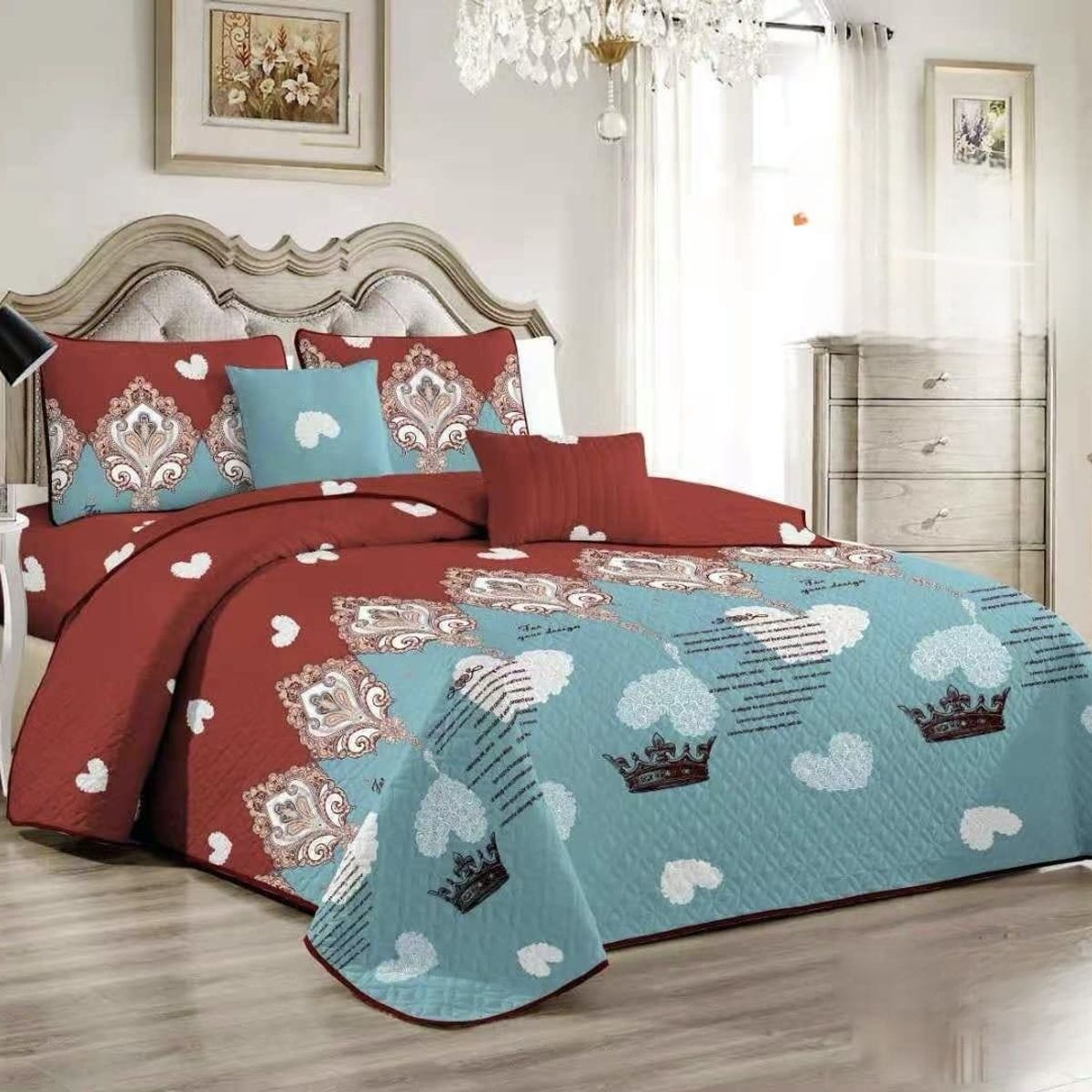 GENERICO - Quilt de Verano King Color Burdeos con Diseño TF436