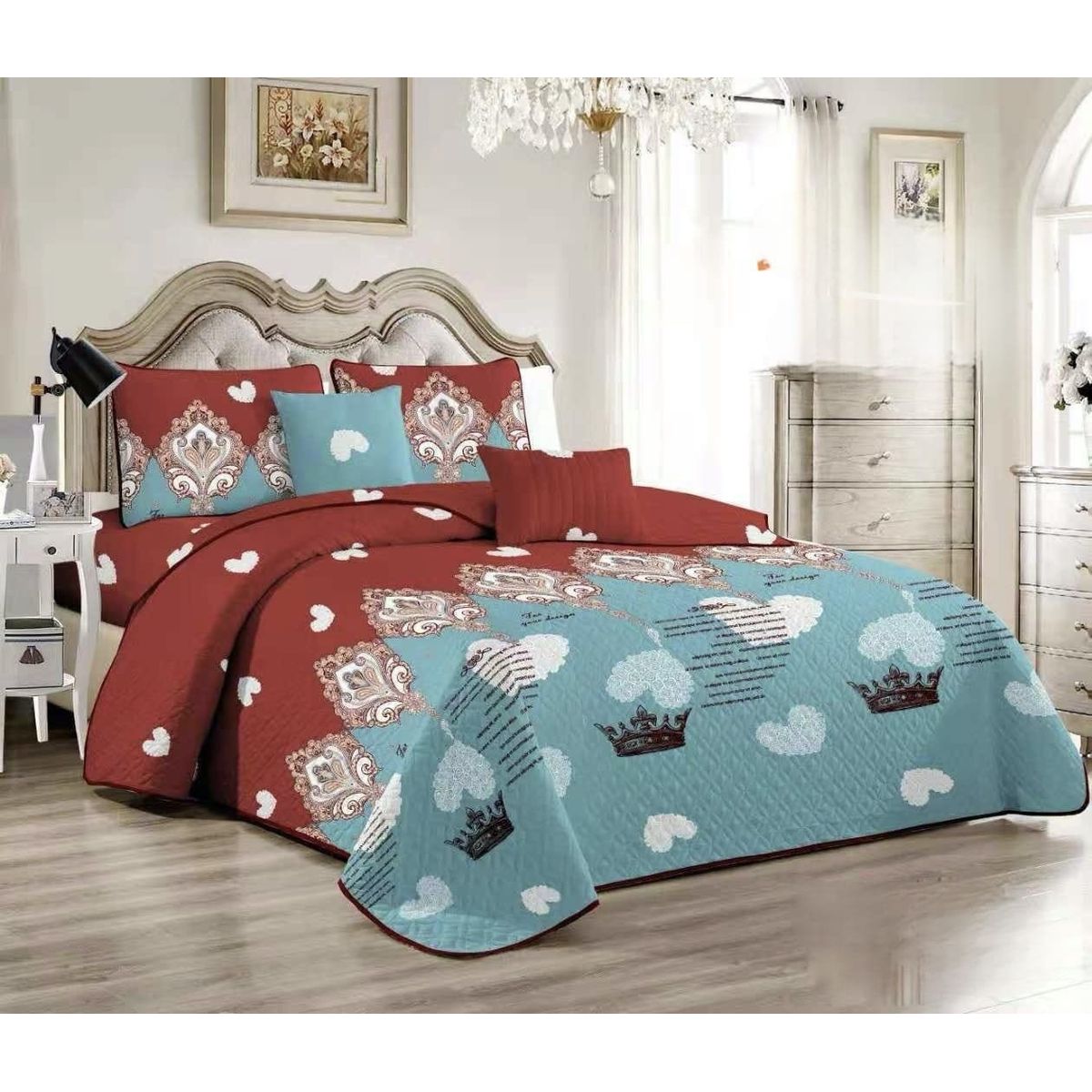 GENERICO - Quilt de Verano King Color Burdeos con Diseño TF436