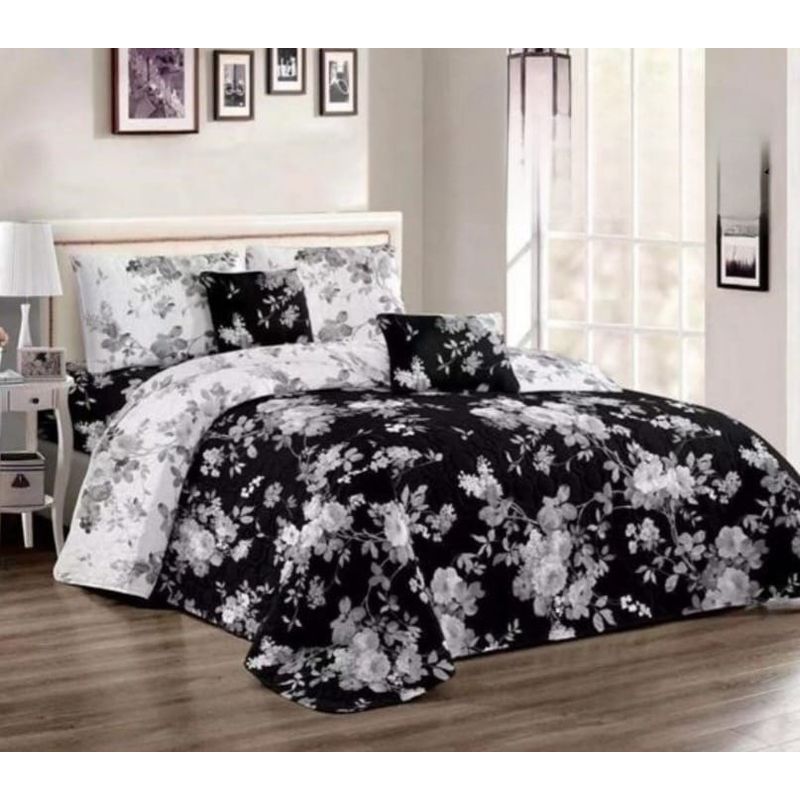 GENERICO - Quilt de Verano King Color Negro con Diseño LS108