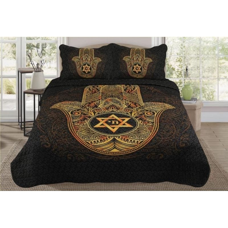 GENERICO - Quilt de Verano King Color Negro con Diseño TF504
