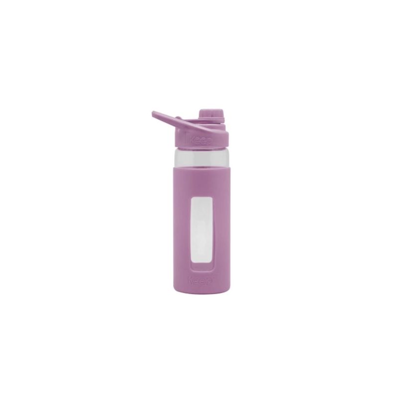 GENERICO - Botella Vidrio Keep Funda Proctora Silicona Violeta 470ml