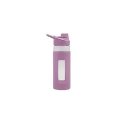 GENERICO - Botella Vidrio Keep Funda Proctora Silicona Violeta 470ml