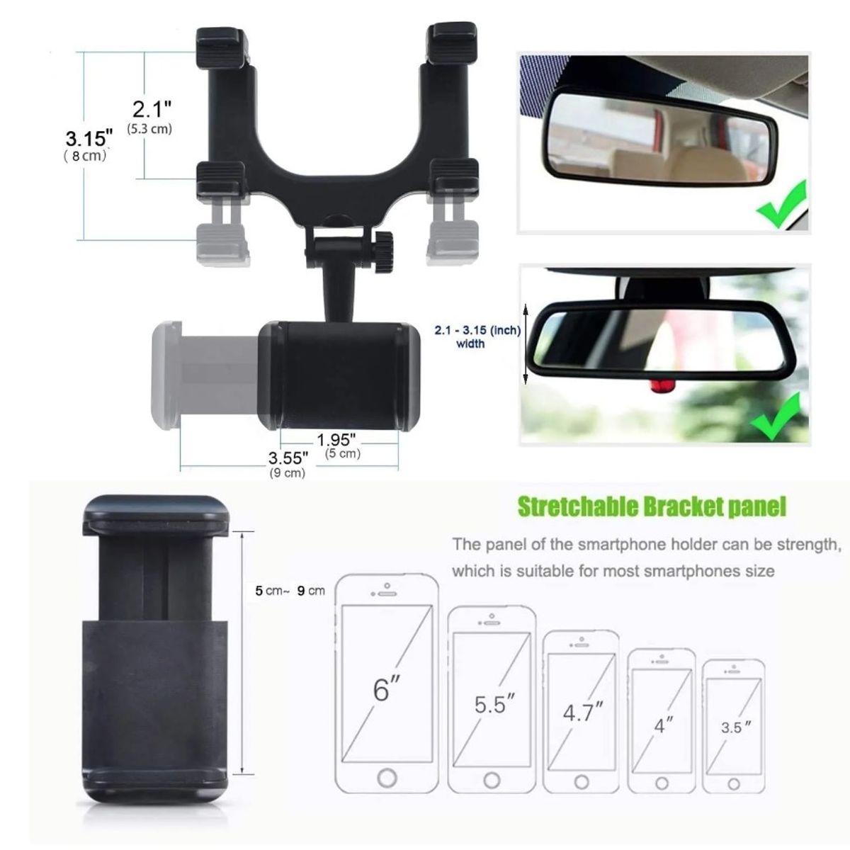 GENERICO - Soporte para Espejo Retrovisor de Auto