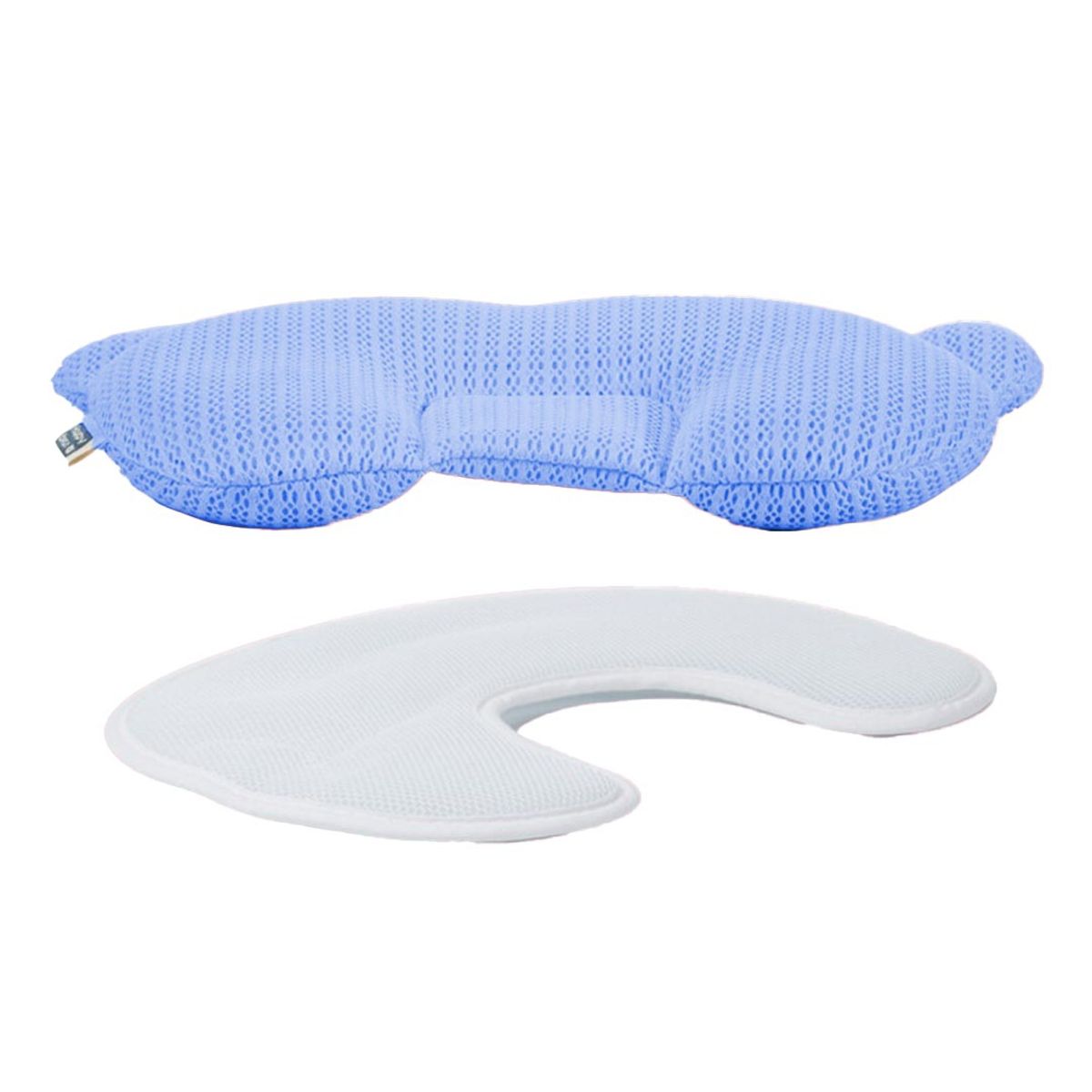 BABYLUNA - Cojín Cabeza Plana para Bebé con Espuma de memoria Oso Azul