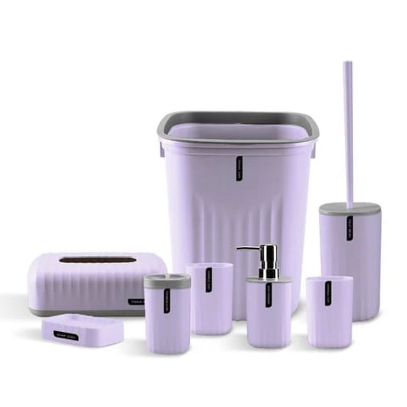 GENERICO - Set Juego De Baño 8 Piezas Accesorios Elegante lila